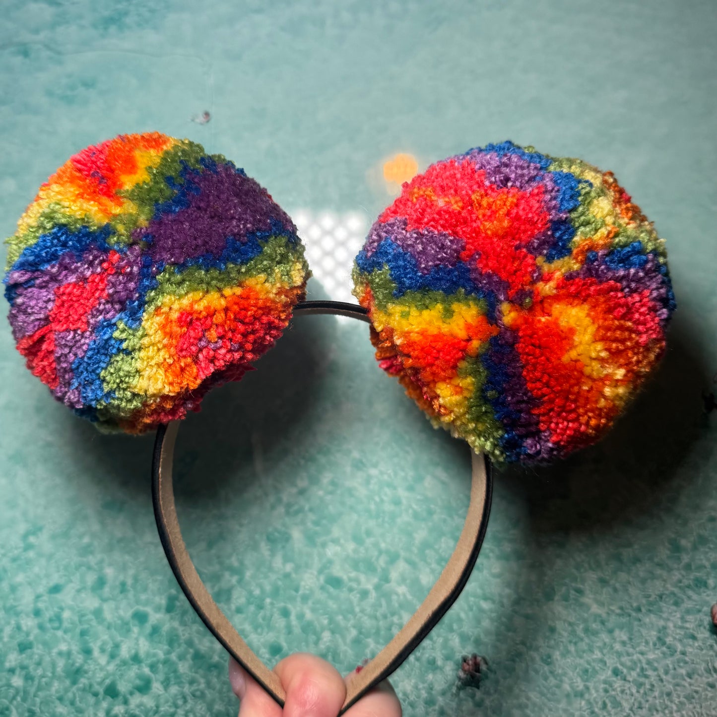Rainbow Ombré Pom Pom Headband
