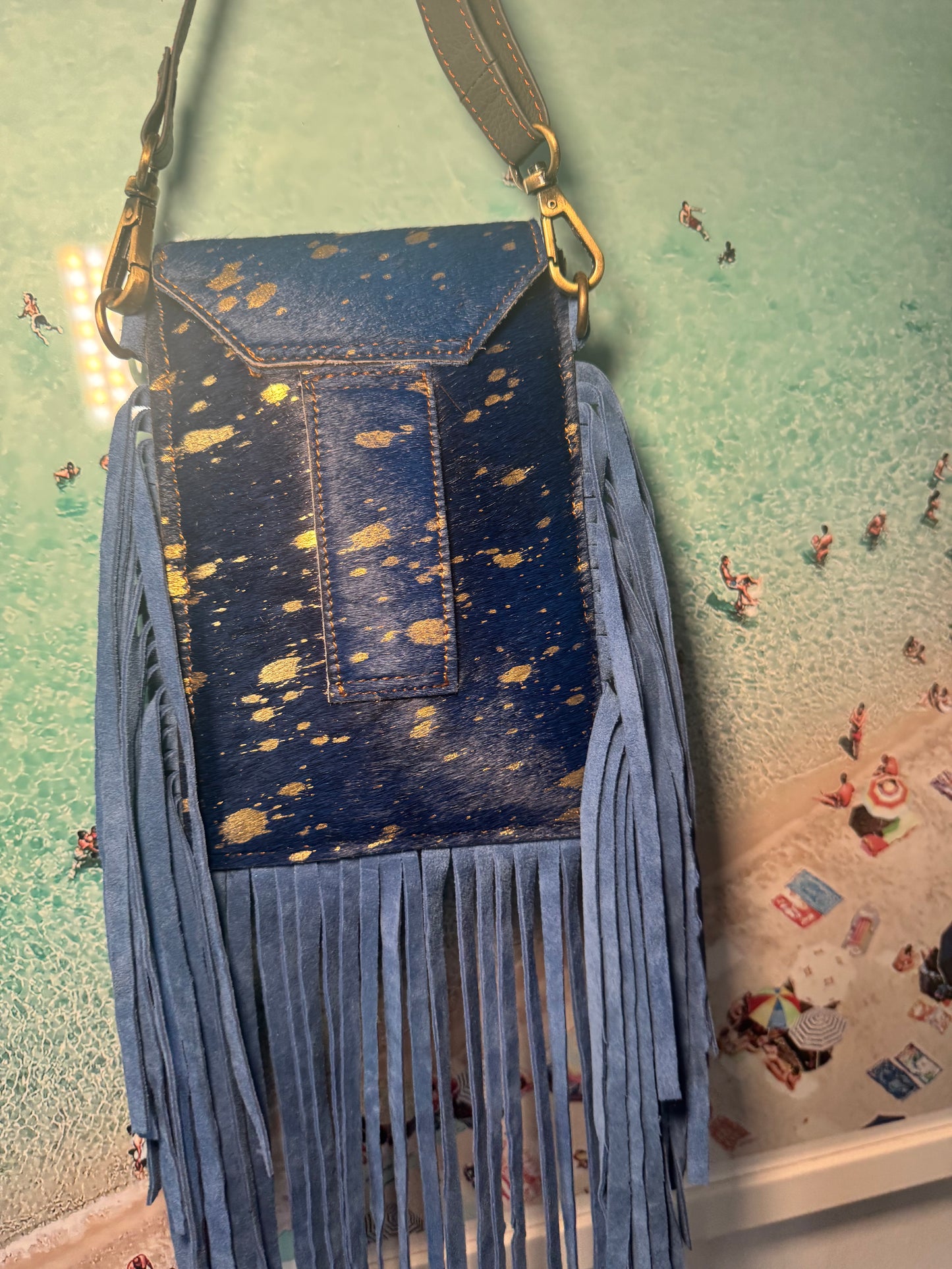 Blue mobile tassel bags
