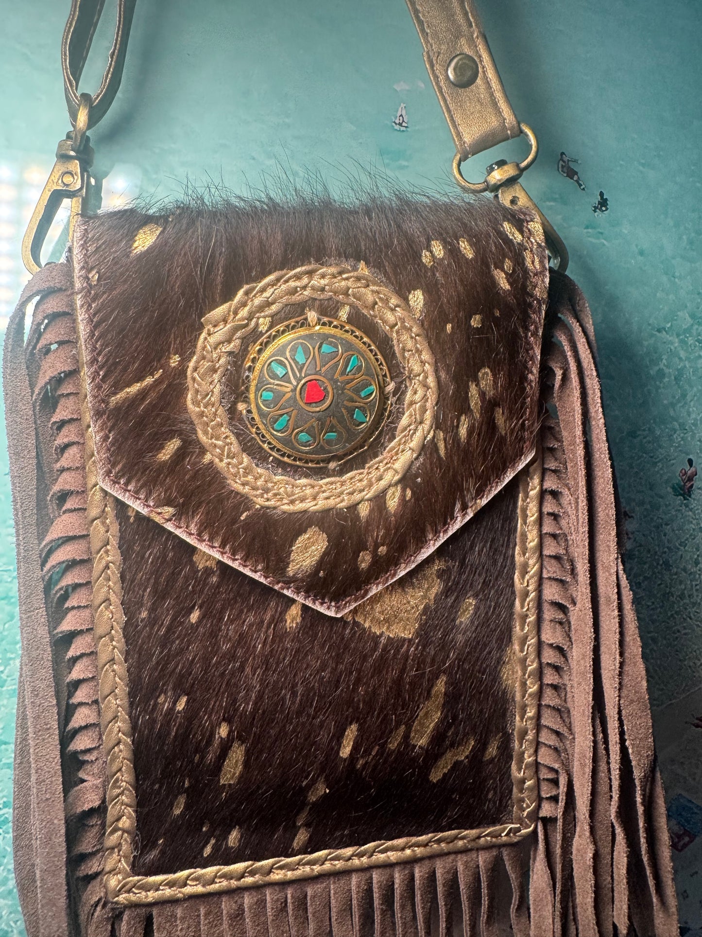 Brown Mobile tassel bag