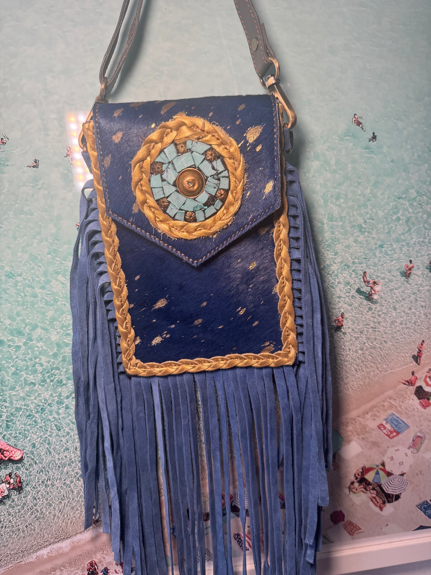 Blue mobile tassel bags