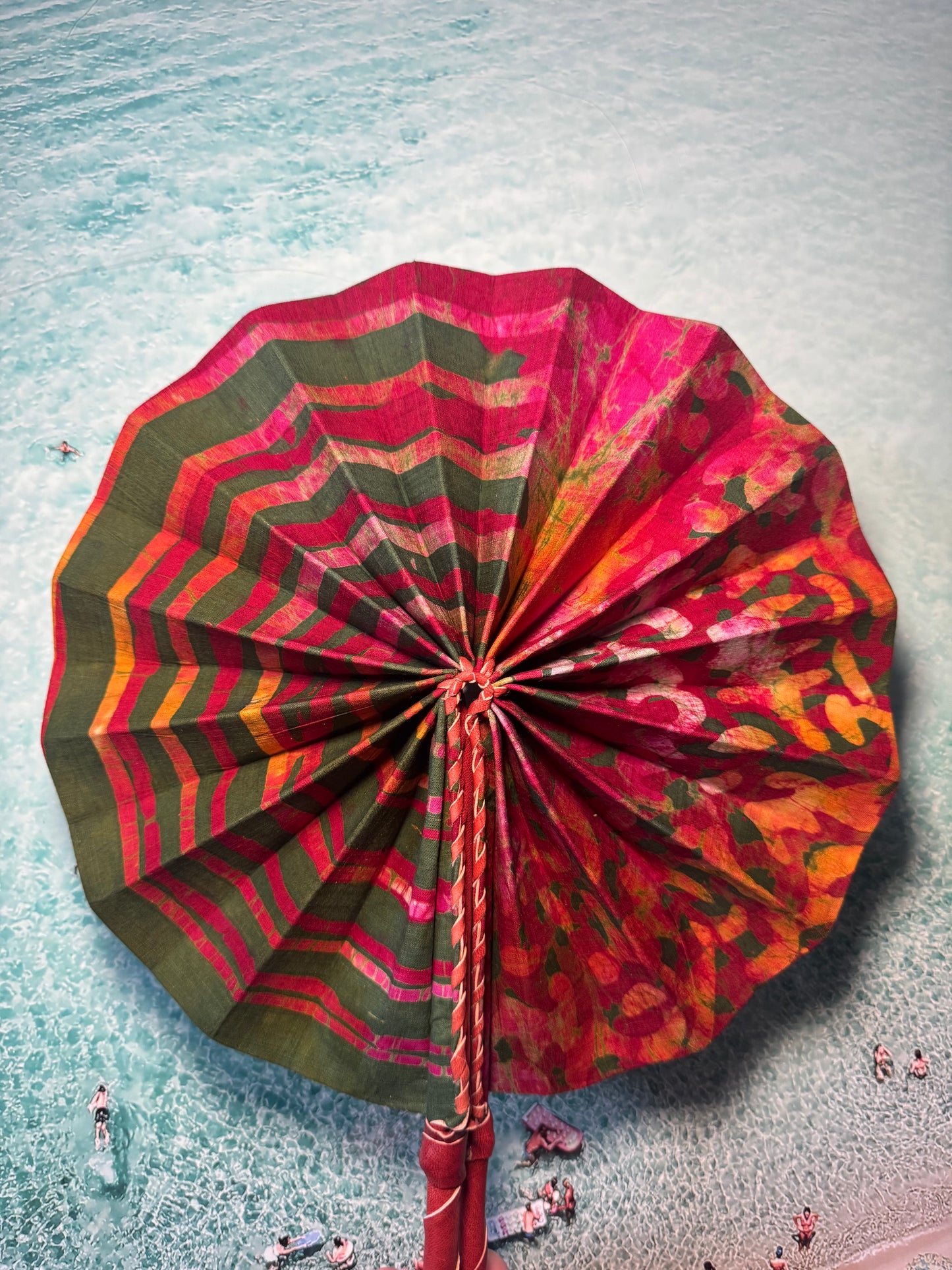 Pink and green fan