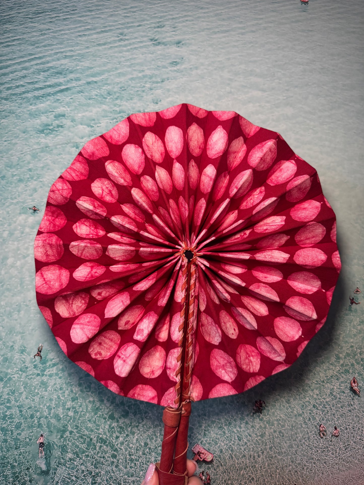 Pink and red spot fan