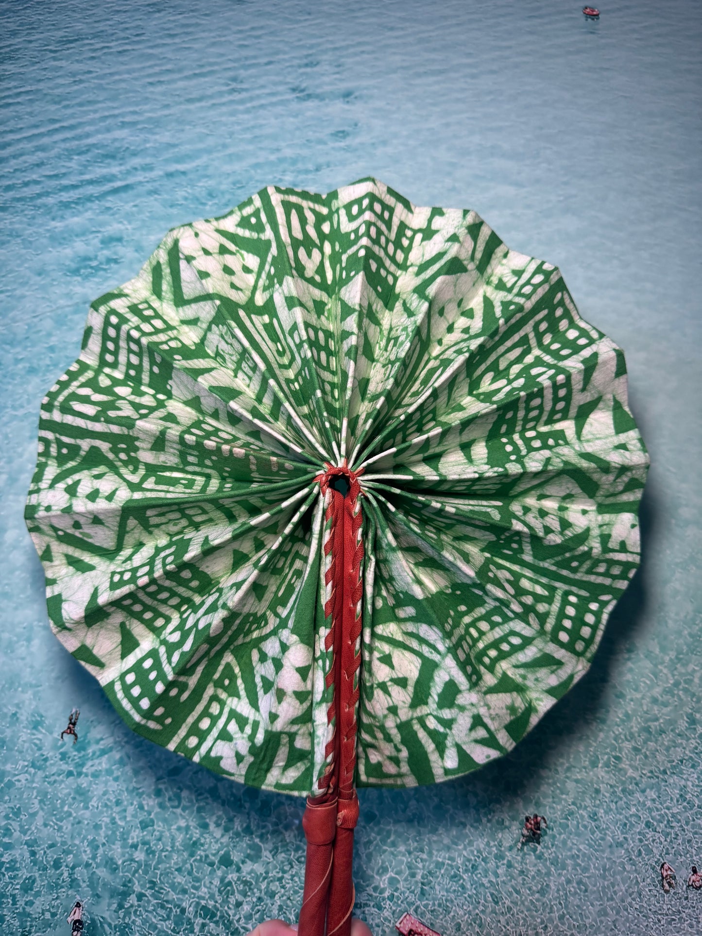 Green patterned fan