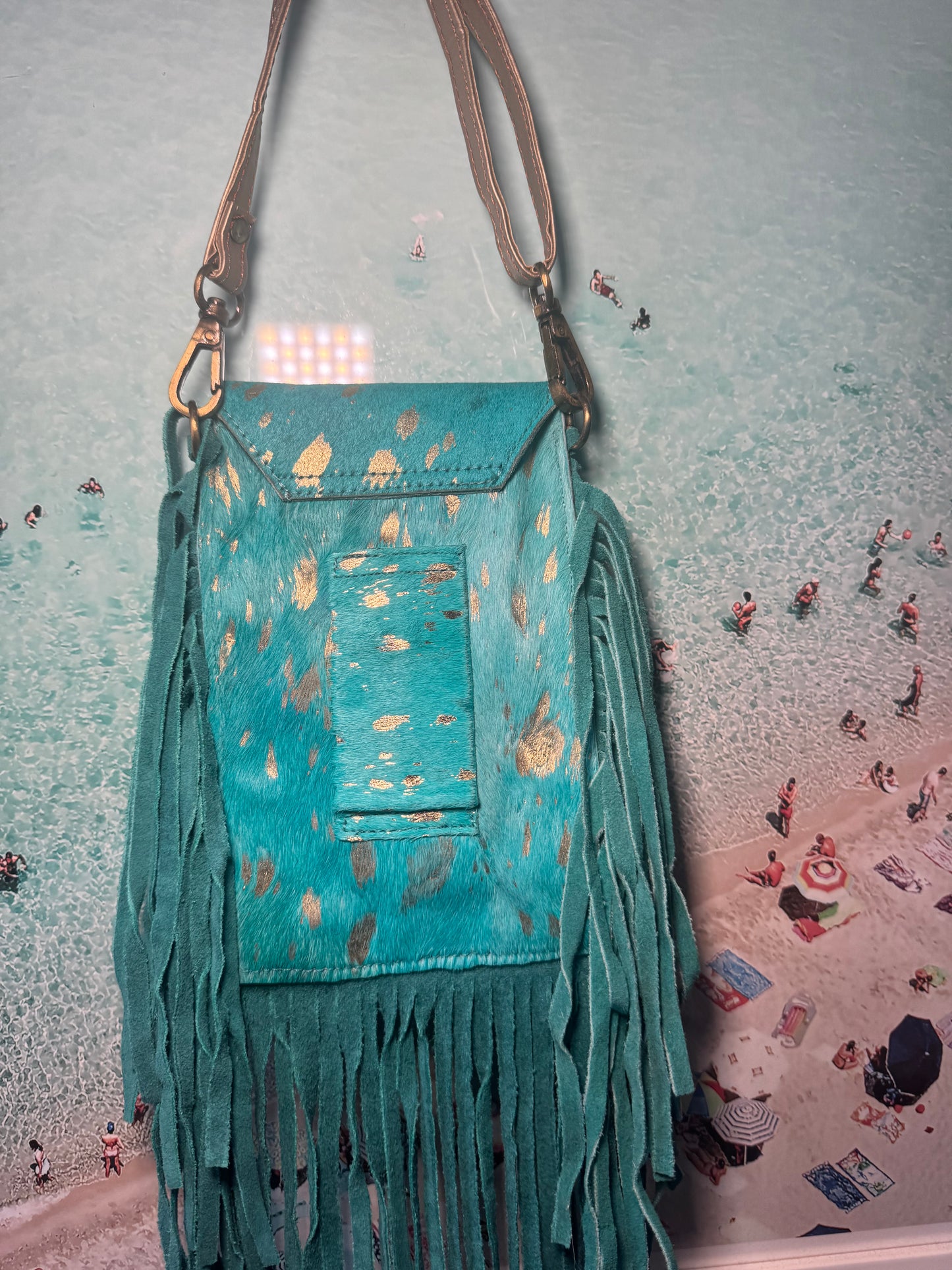 Turquoise Mobile tassel bag
