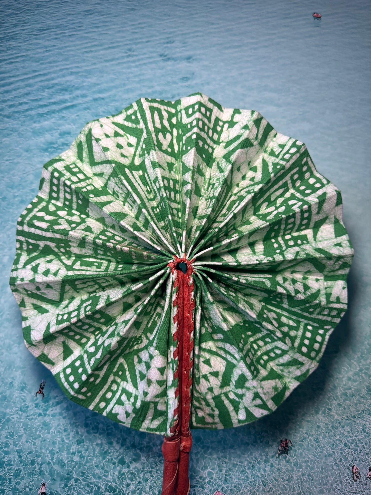 Green patterned fan