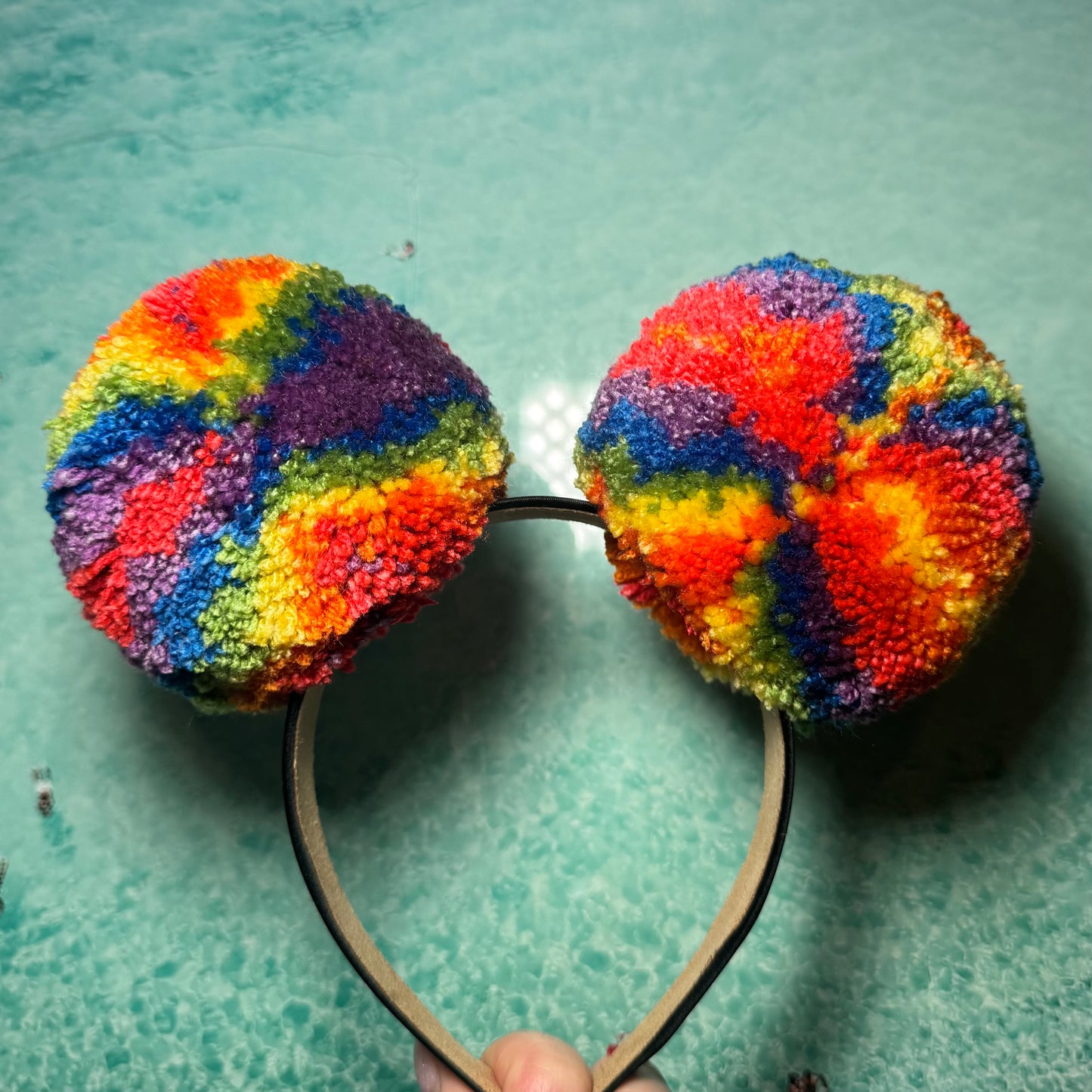 Rainbow Ombré Pom Pom Headband