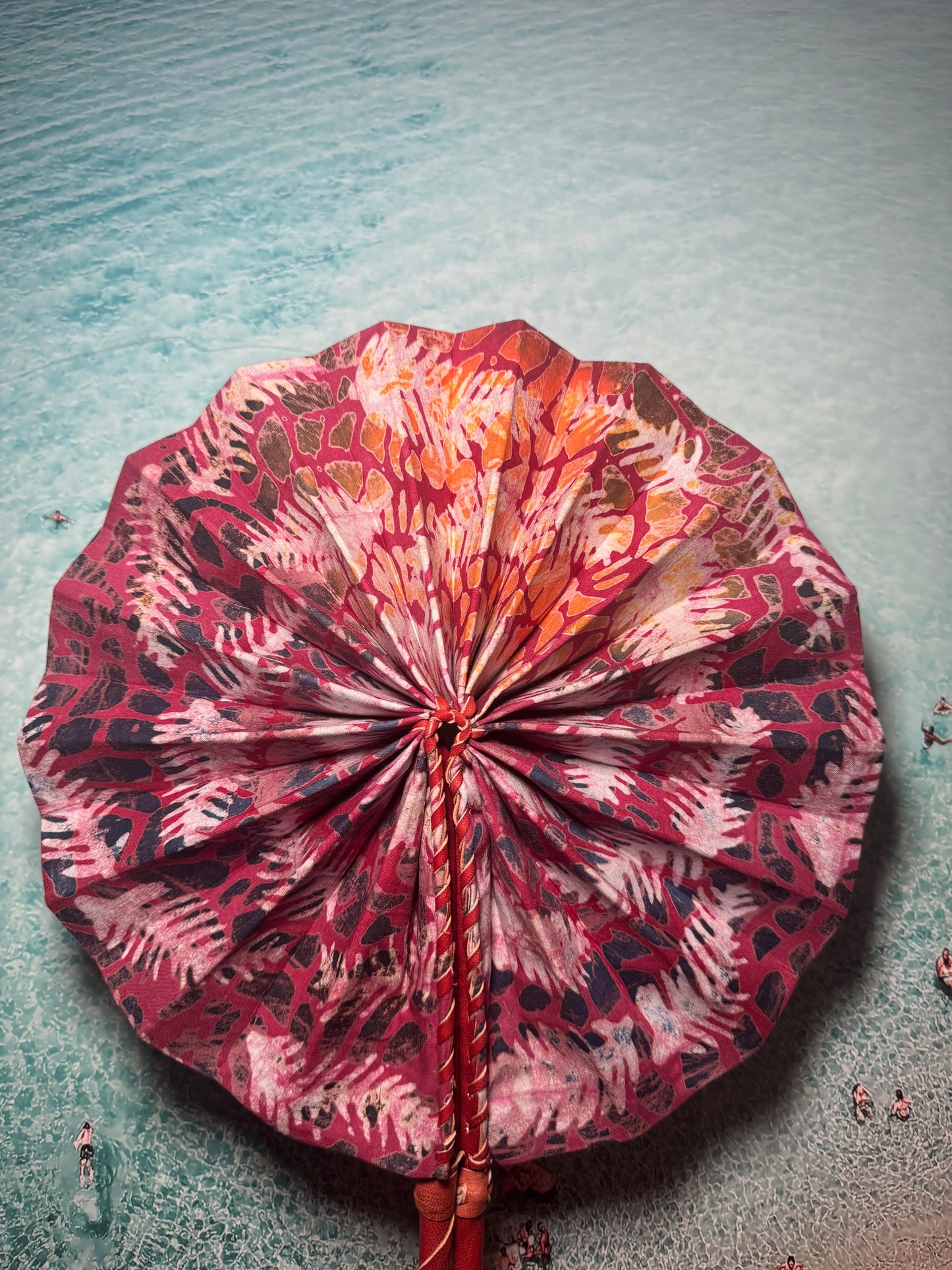 Orange and Red Animal Print Fan