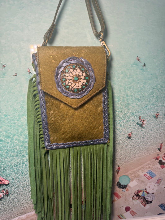 Green mobile tassel bag