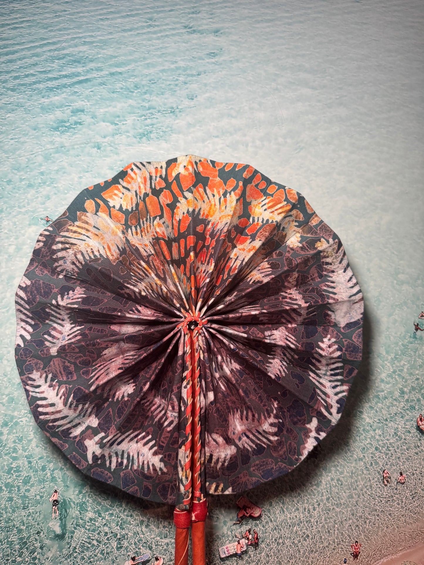 Orange and Blue Animal print fan