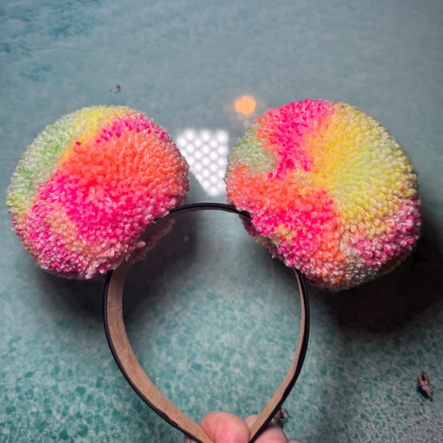 Neon Rainbow Ombré Pom Pom Headband