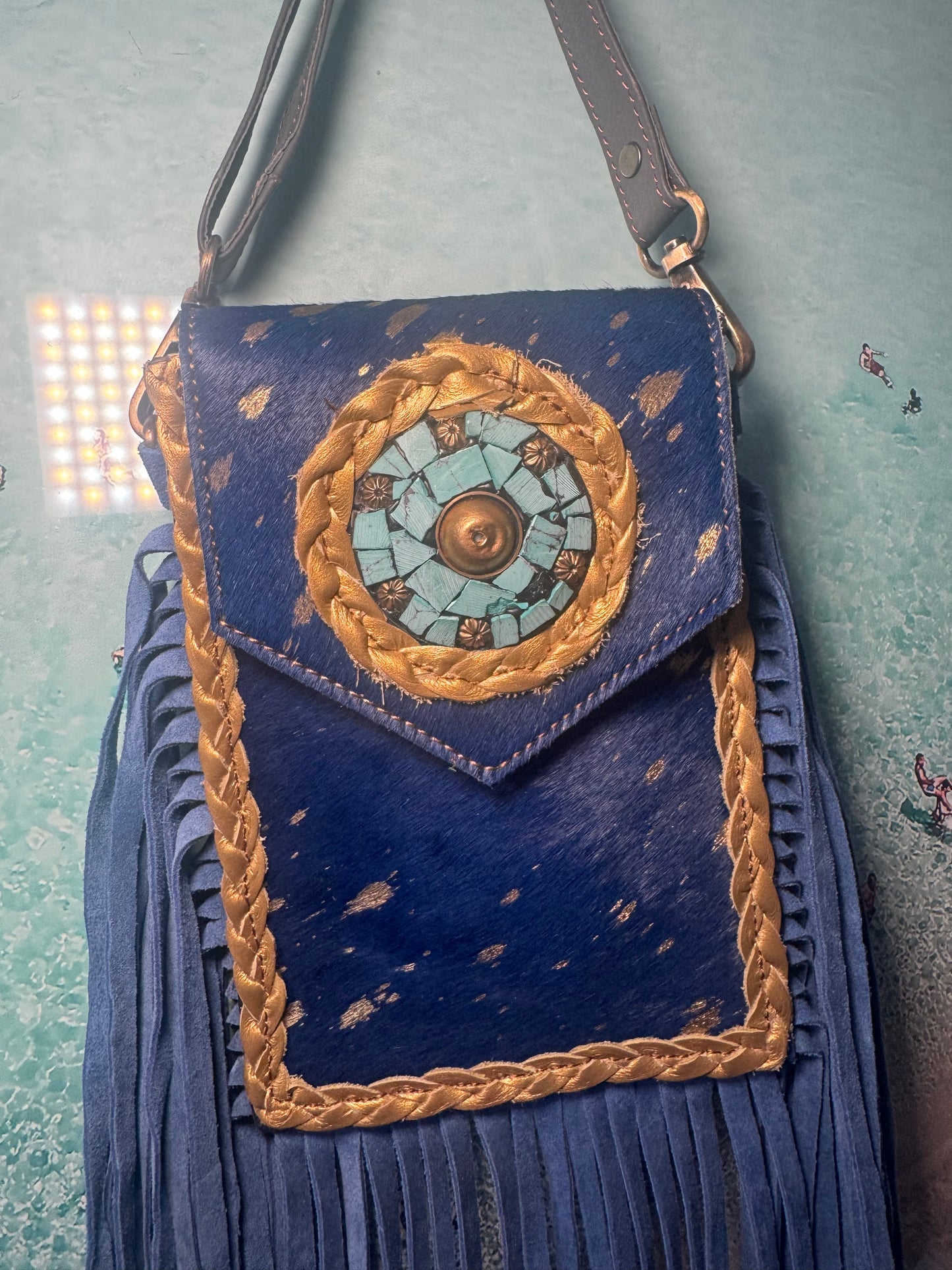 Blue mobile tassel bags