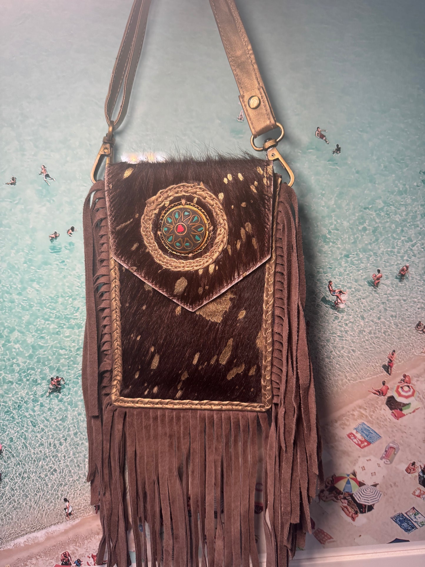 Brown Mobile tassel bag