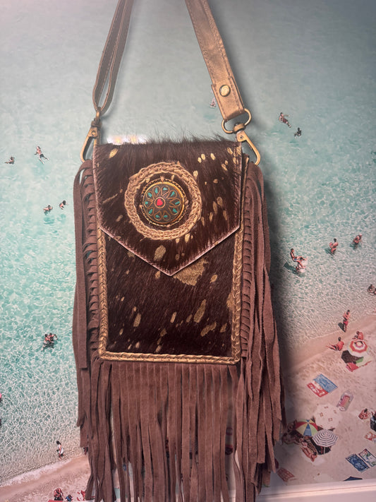 Brown Mobile tassel bag