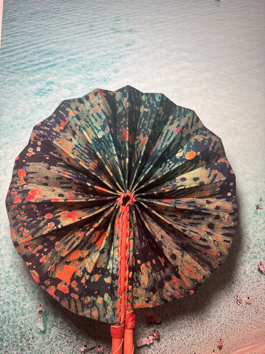 Orange and Green Tye Die Fan