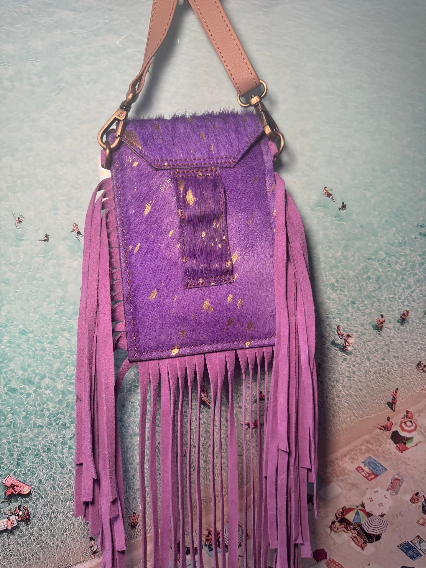 Purple mobile tassel bag