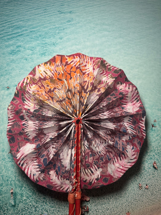 Orange and Red Animal Print Fan