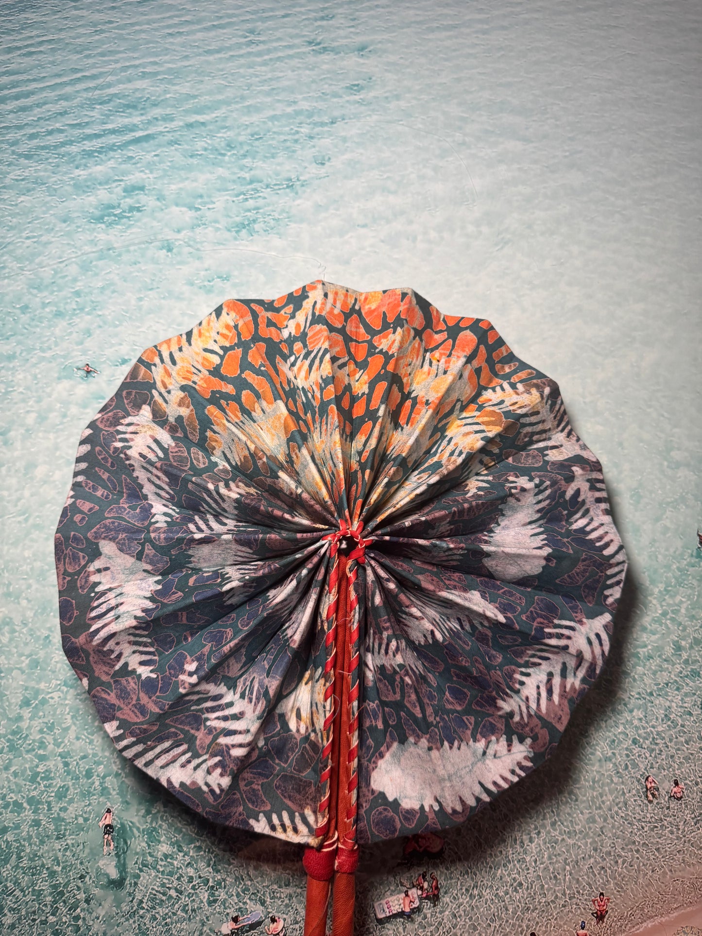 Orange and Blue Animal print fan