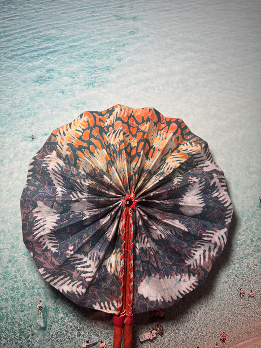Orange and Blue Animal print fan