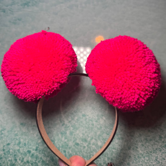 Bright Pink Pom Pom Headband