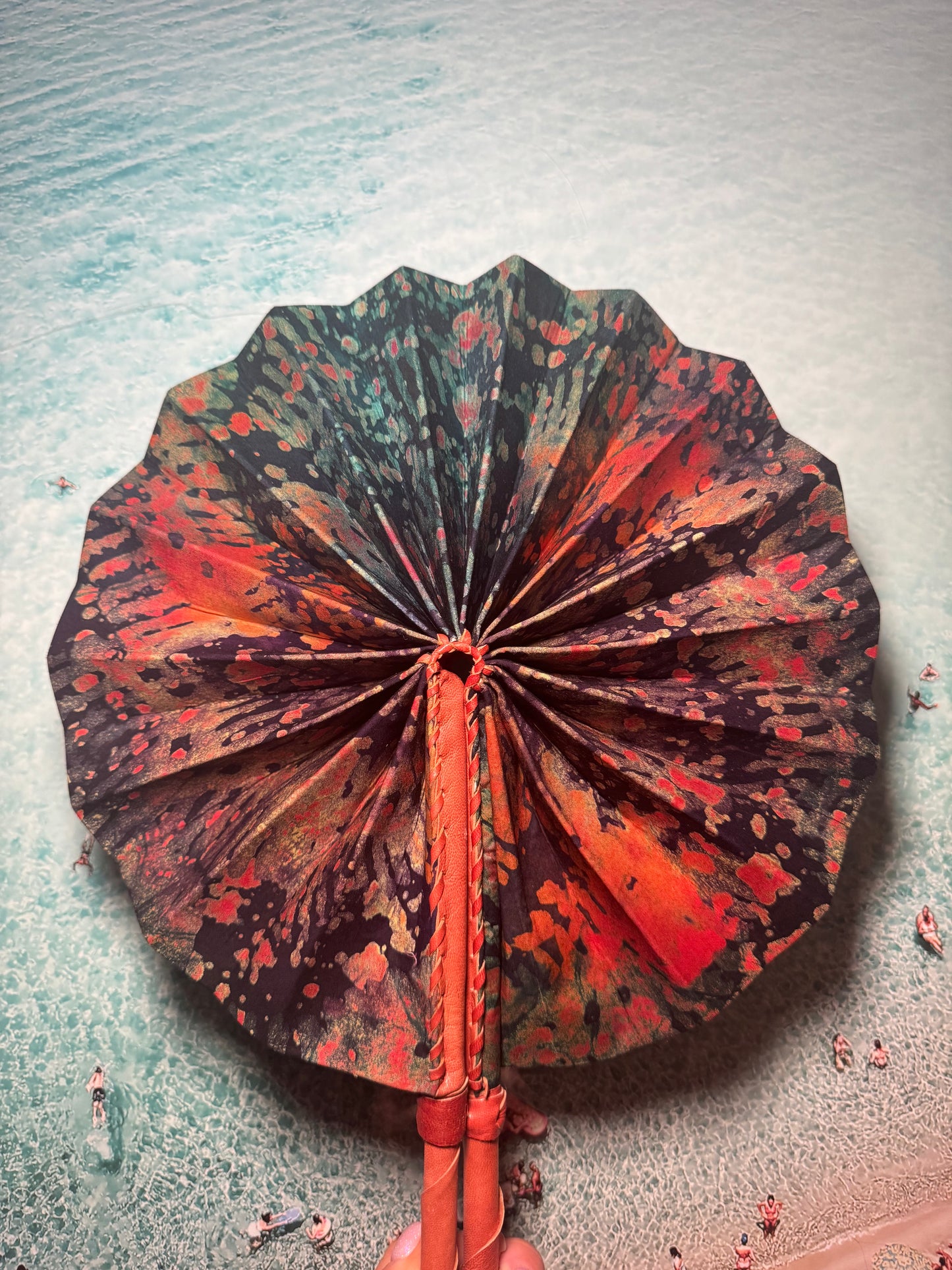 Orange and Green Tye Die Fan