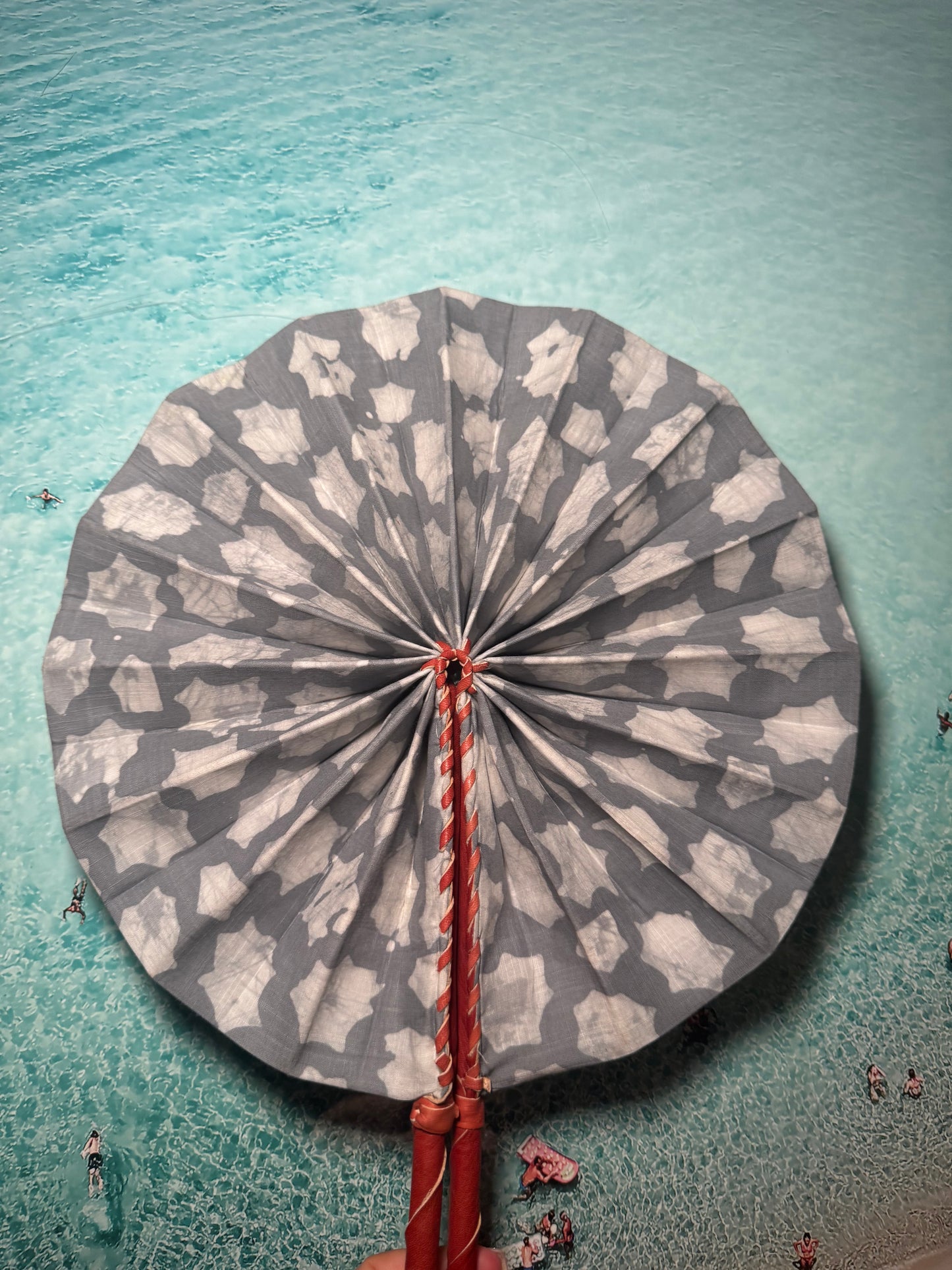 Grey and white fan