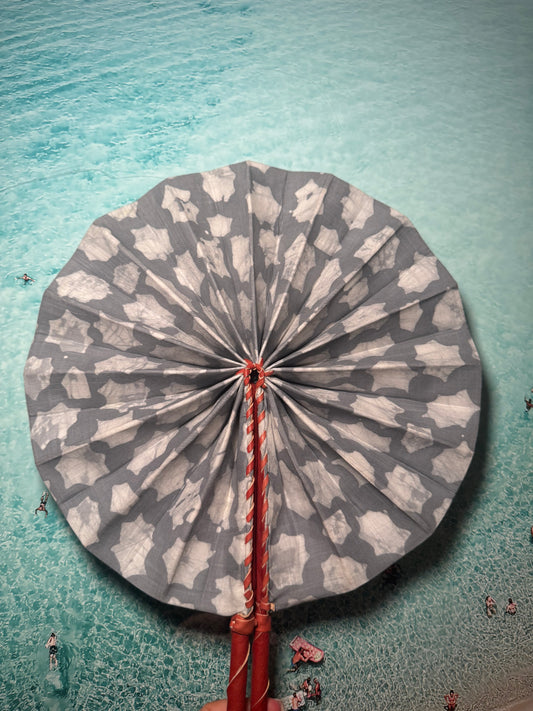 Grey and white fan