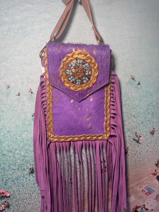 Purple mobile tassel bag