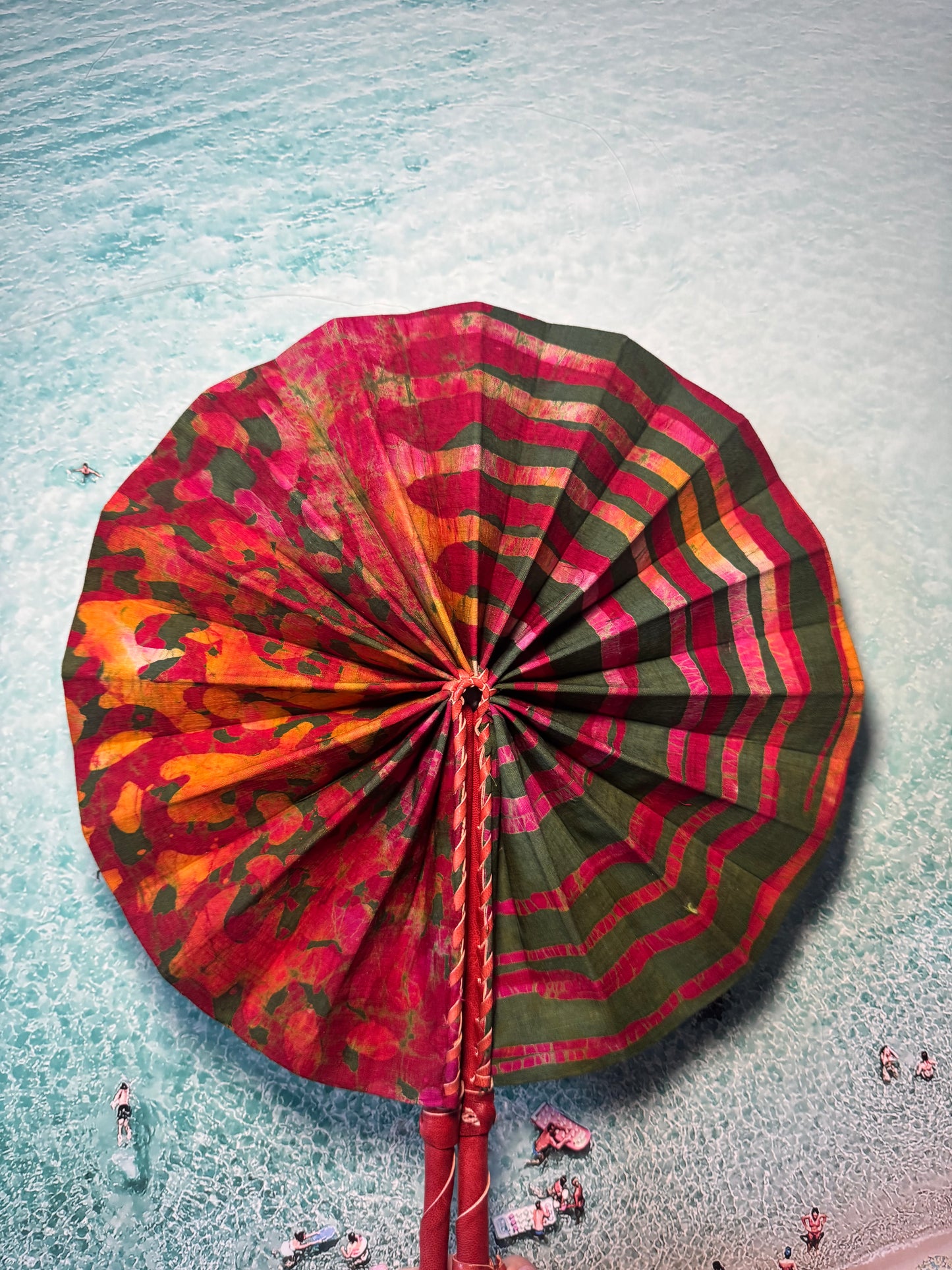 Pink and green fan