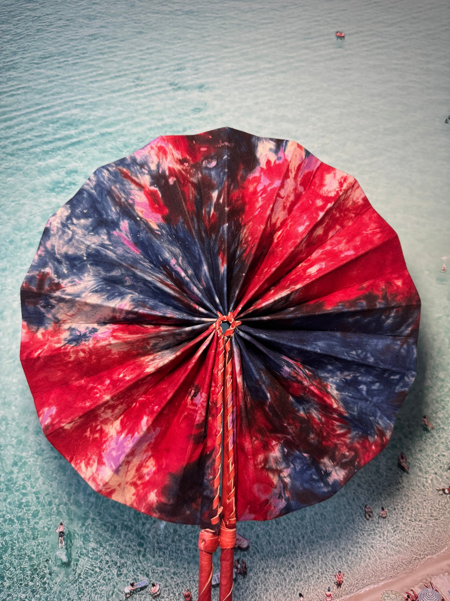 Red and Blue tie dye fan